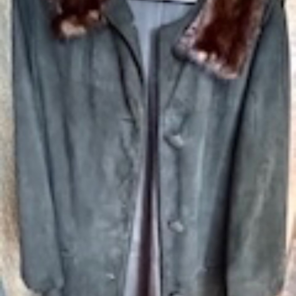 Vintage 1960's suede coat with mink collar Size 14 - Picture 8 of 8